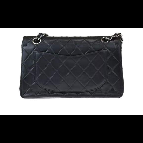Authentic classic Chanel black double flap handbag with silver hardware. - Picture 3 of 16